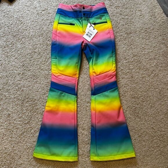 Perfect Moment Aurora High Rise Flare Ski Pants Waterproof Small Rainbow NWT - Picture 4 of 8